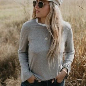 Jackson Rowe Heather Grey Ribbed Bell Sleeve Top
